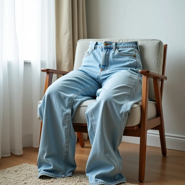 Calça slouchy jeans em close-up