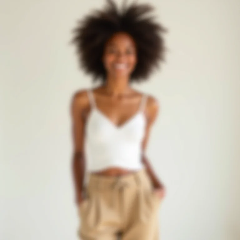 Calças de cintura alta alongando a silhueta