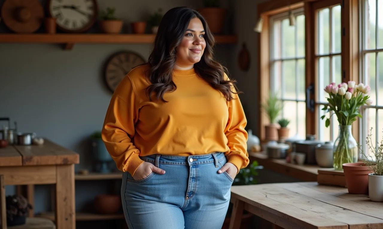 Calças de moletom e jeans confortáveis em um ambiente aconchegante.