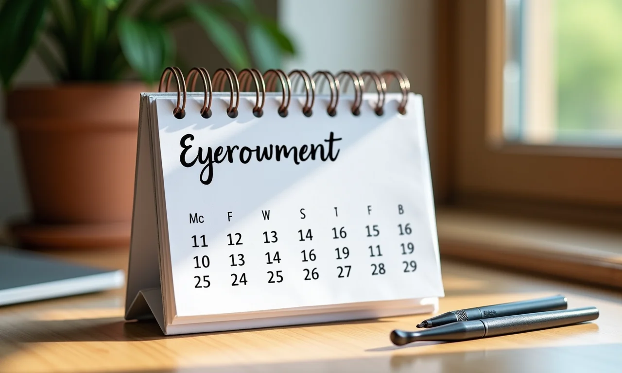 Calendário marcando manutenção das sobrancelhas.