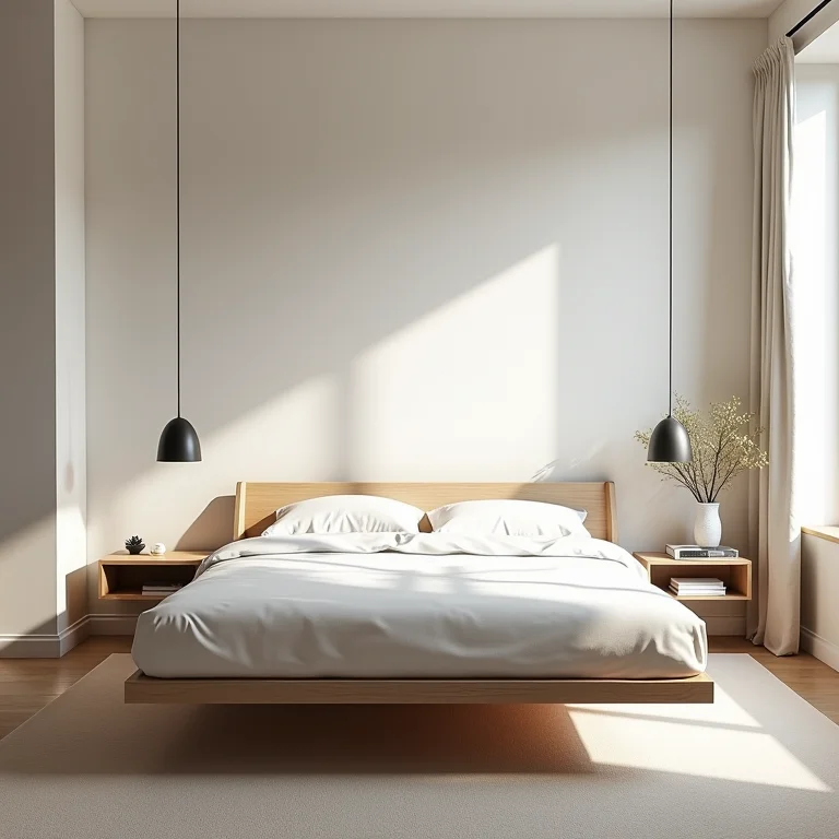 Cama suspensa da marca X em studio decorado