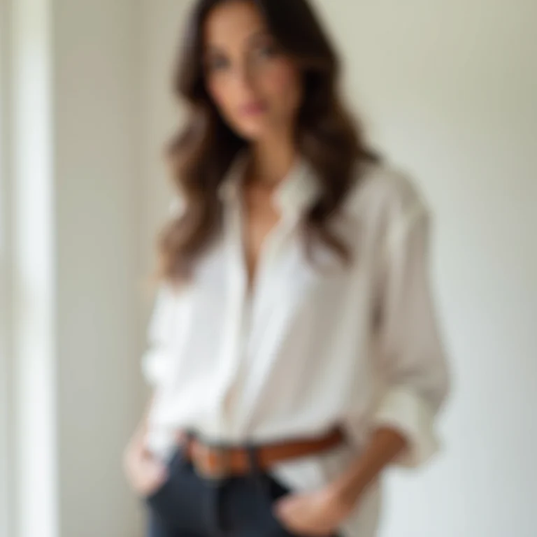 Camisa oversized com cinto fino