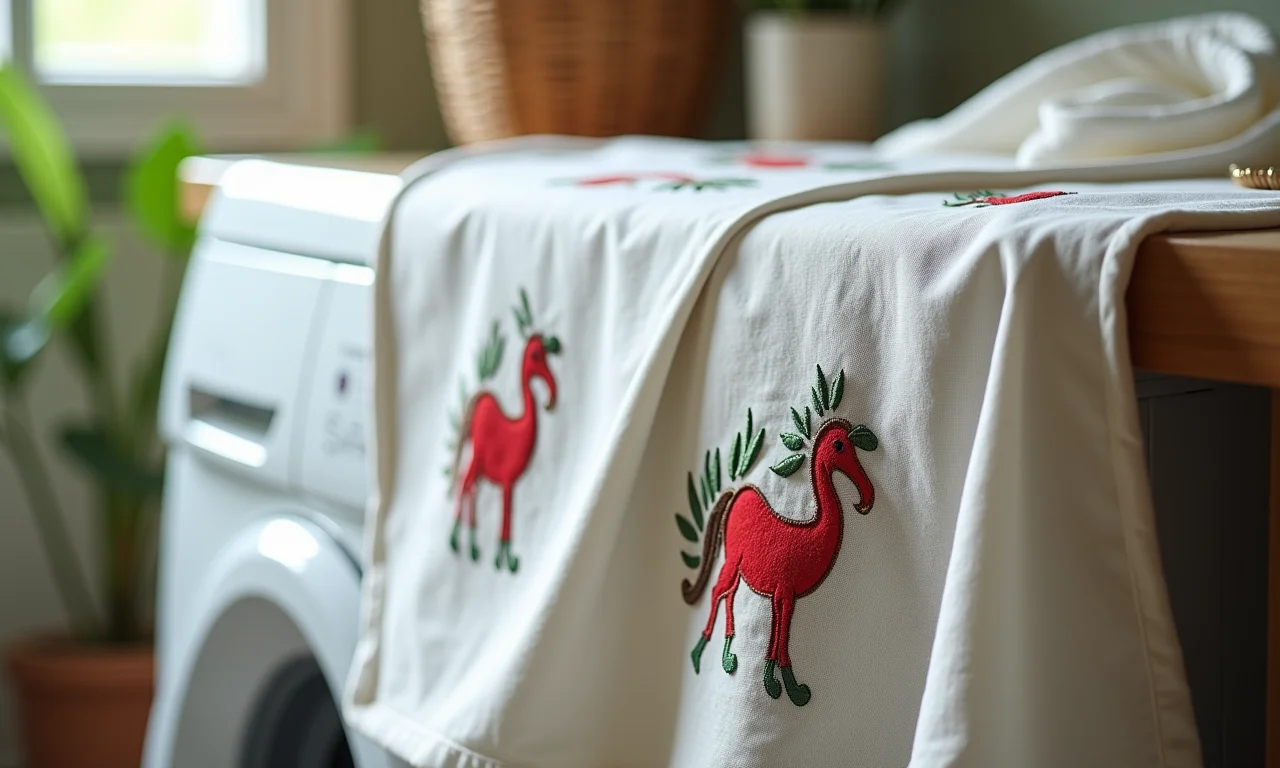 Capa de máquina de lavar personalizada com bordados.