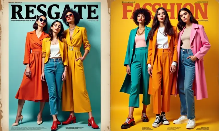 Capa de revista de moda vintage com modelos brasileiras em looks icônicos.