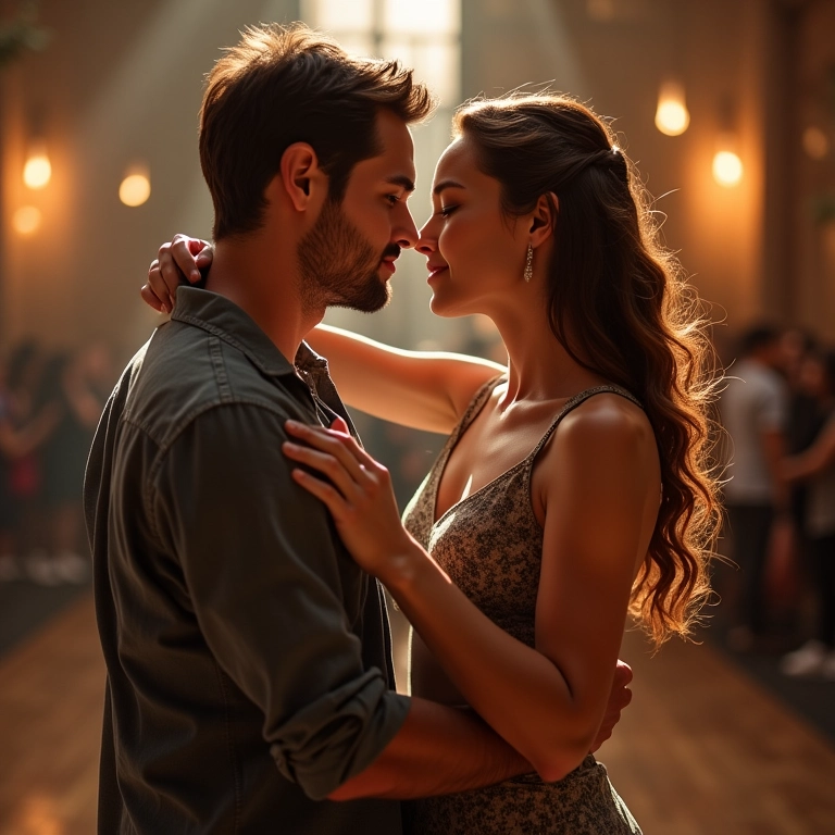 Casal aprendendo passos de dança, estimulando a memória.