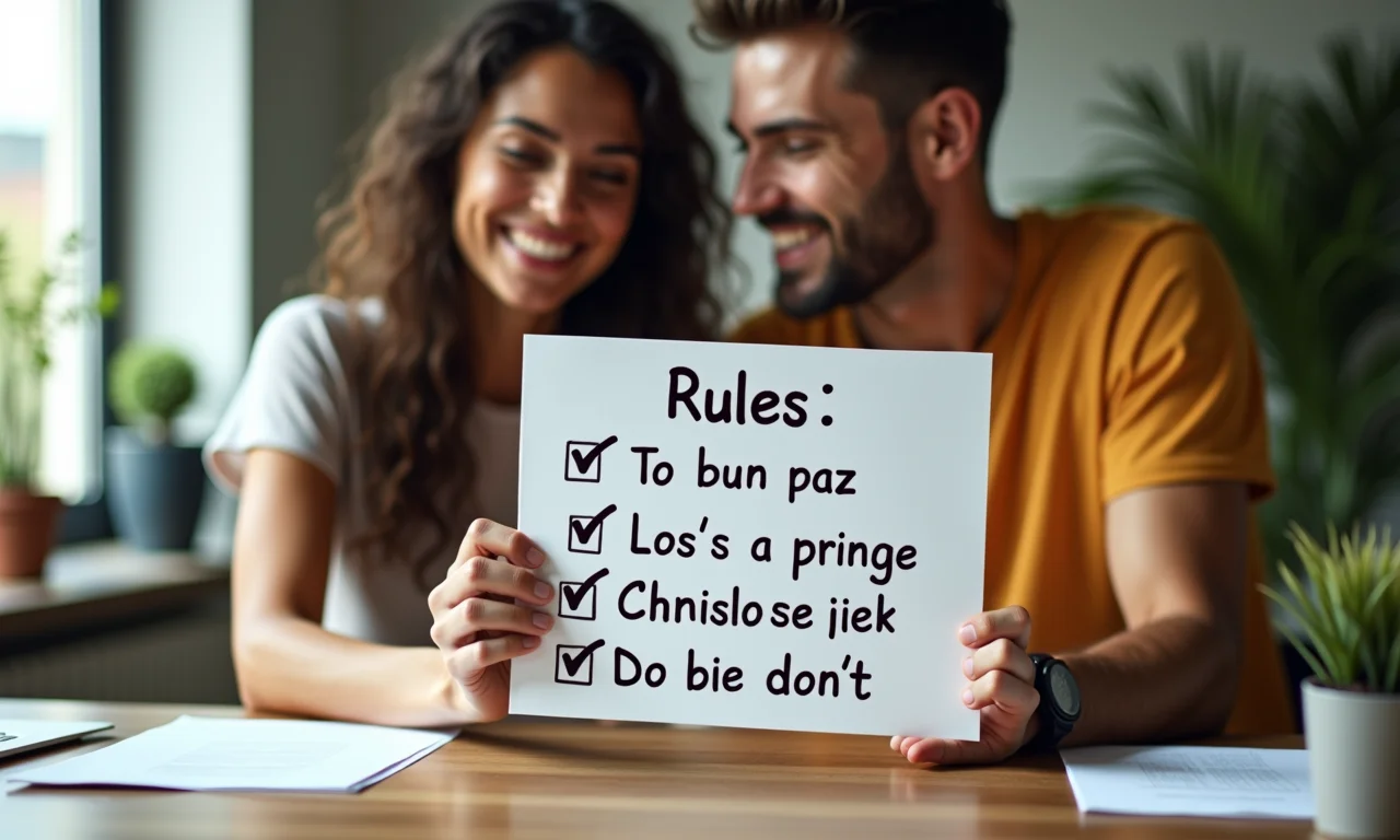 Casal estabelecendo regras de convivência para o home office.