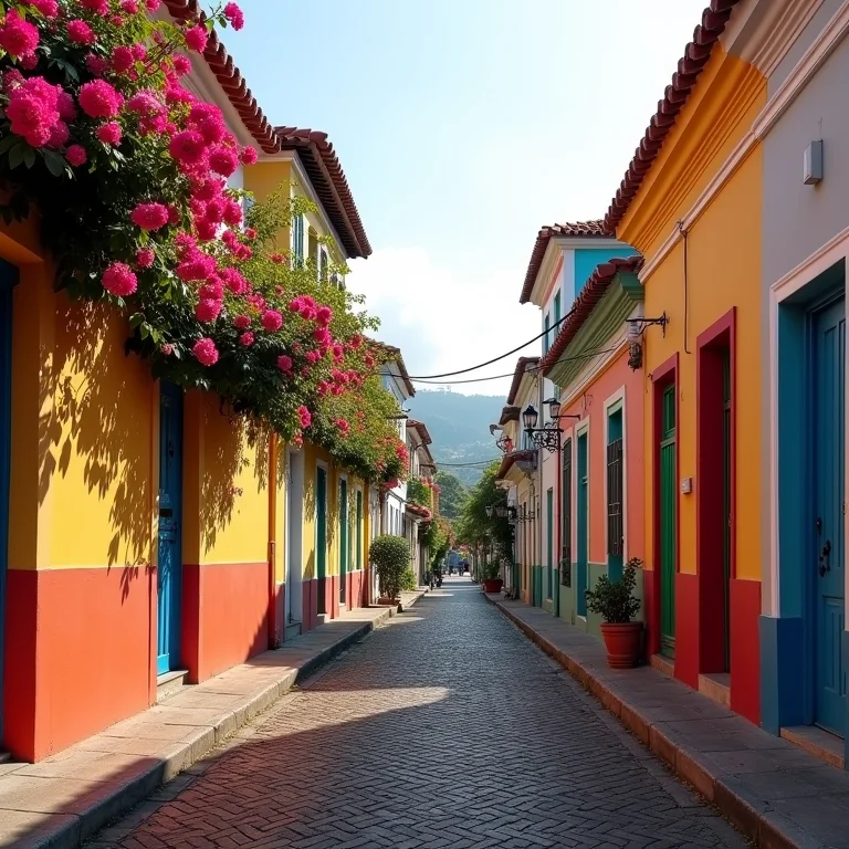 Casas coloridas no bairro de Santa Teresa, Rio de Janeiro