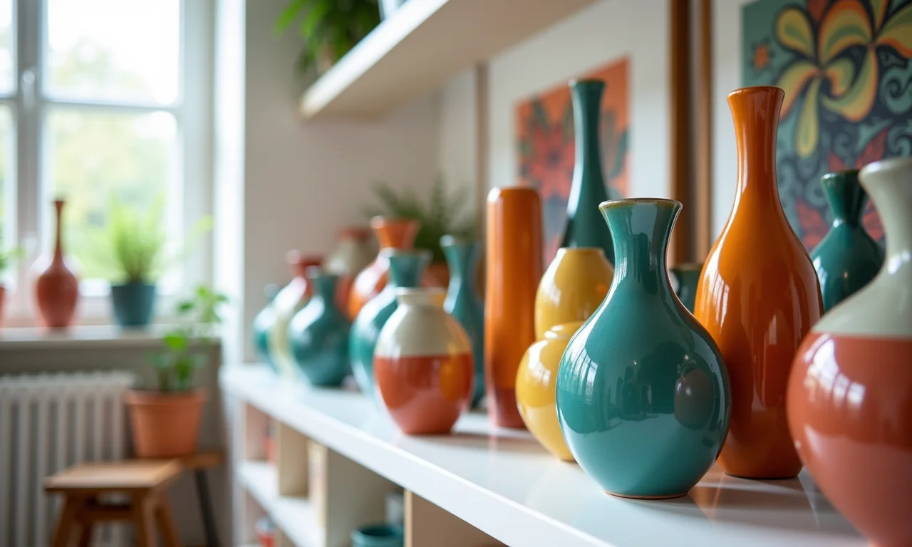 Cerâmicas com design inovador expostas em galeria de arte.