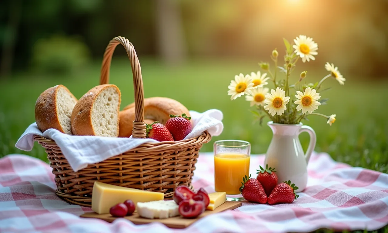 Cesta de café da manhã com produtos caseiros para o Dia das Mães.