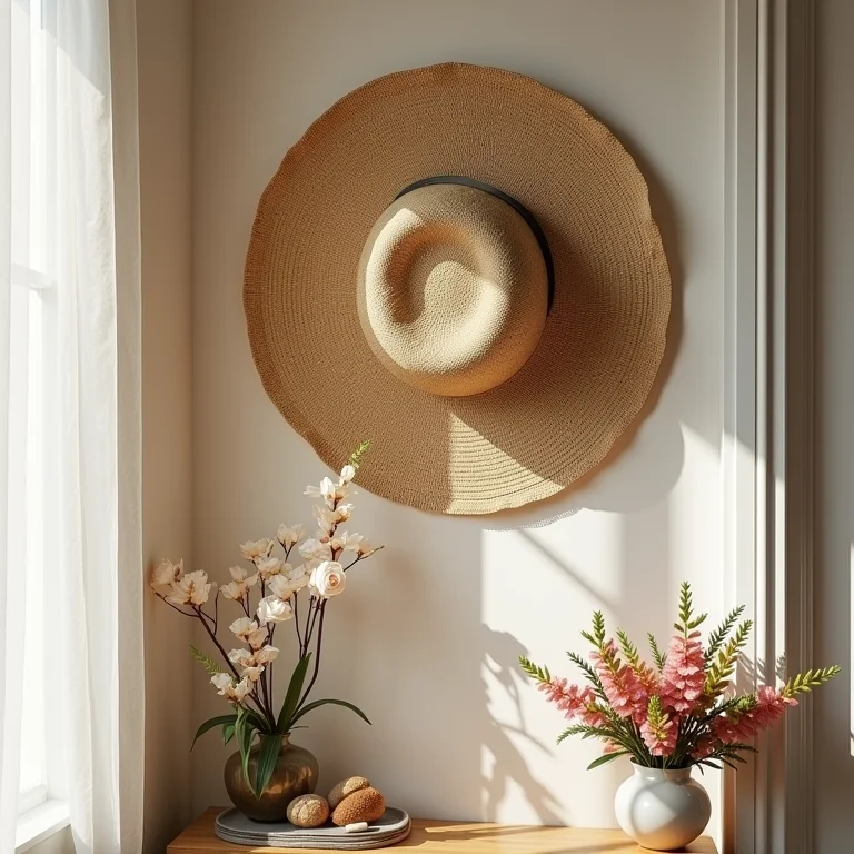 Chapéu de palha decorado com flores como parte da decoração de São João