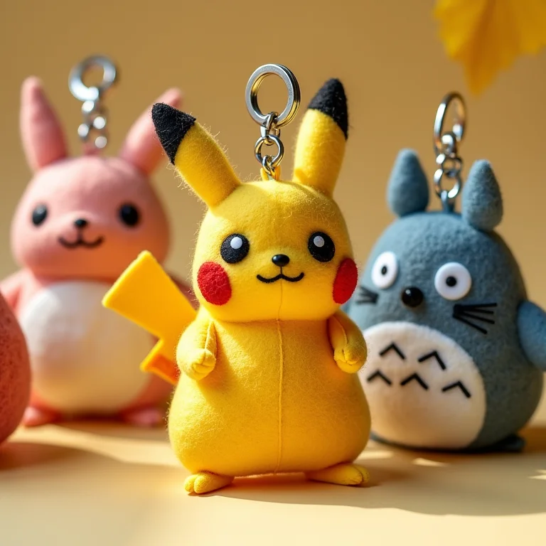 Chaveiros de feltro com tema de personagens famosos.