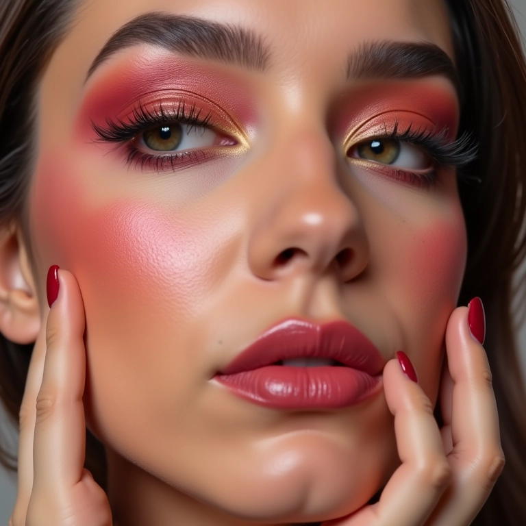 Close-up de mulher aplicando sombra Ruby Rose Feels Mood.