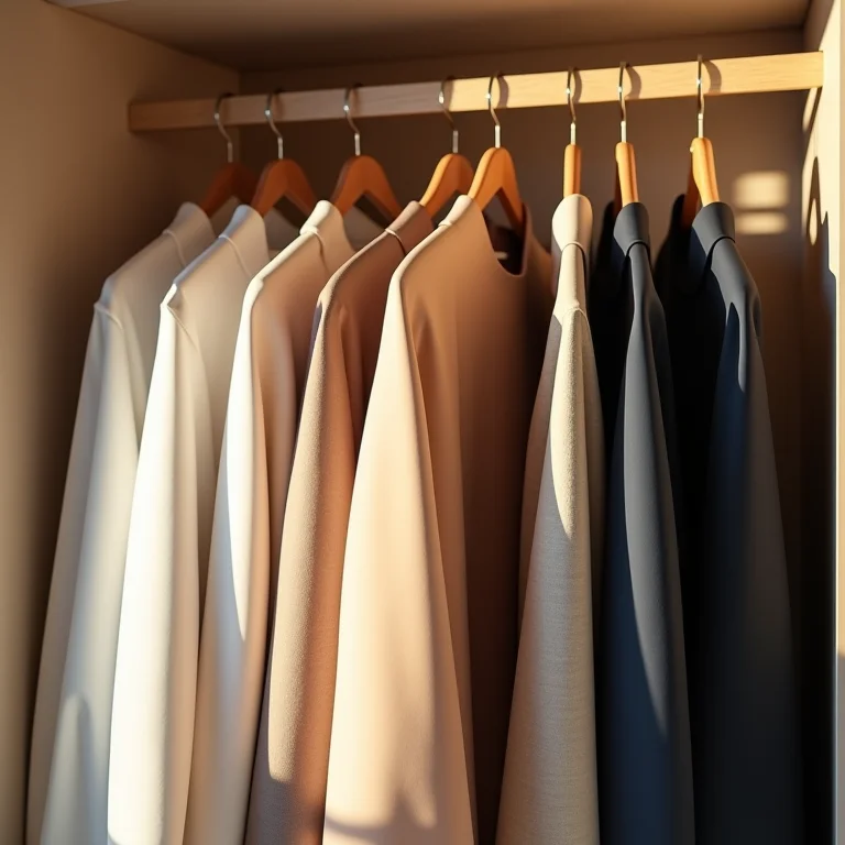 Closet com roupas organizadas por cores
