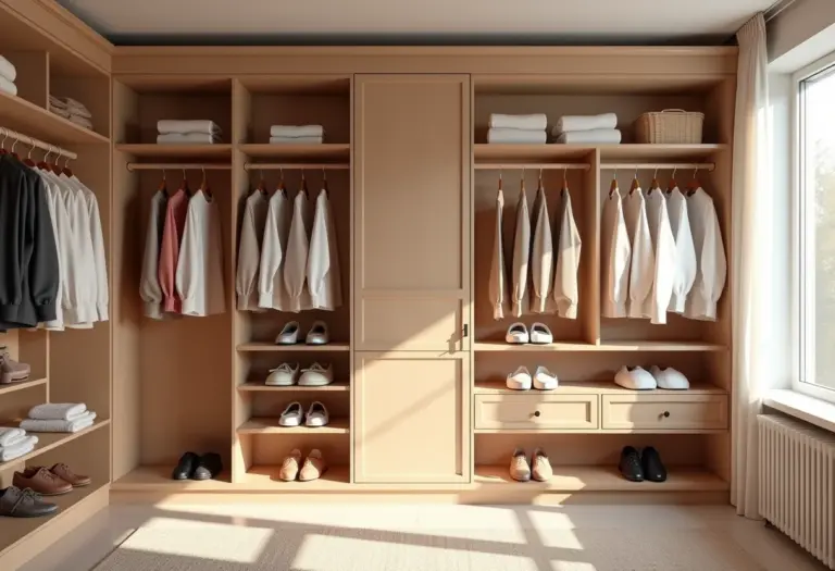 Closet sem portas organizado e estiloso