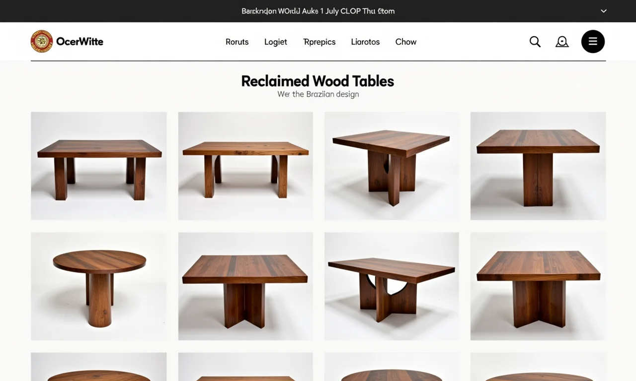 Comércio online de mesas de demolição rústicas.