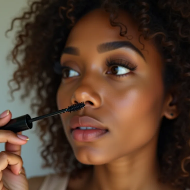 Comparação de cílios antes e depois da máscara após curvá-los