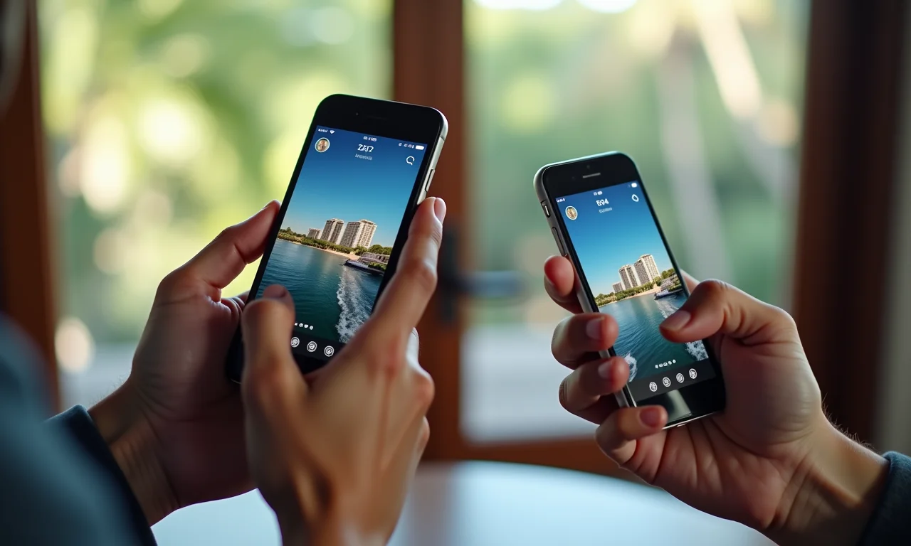 Comparação de foto mal editada e foto profissional em feed de rede social.