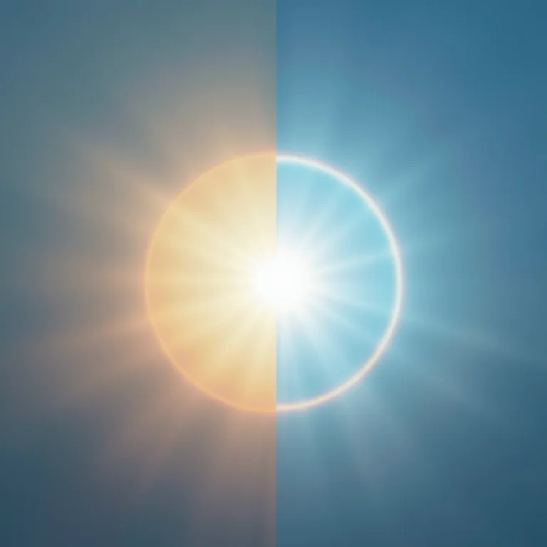 Comparação visual entre arco-íris e halo solar.