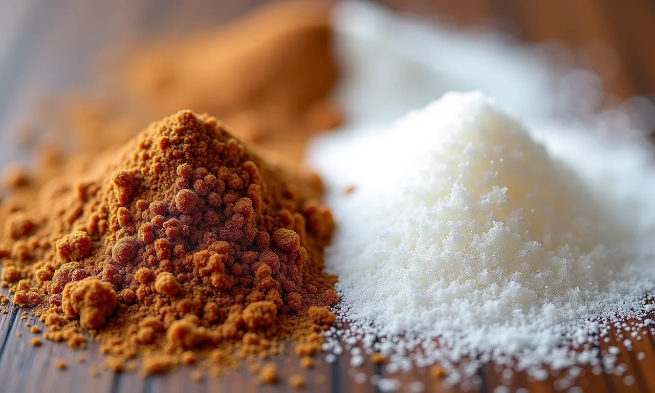 Comparativo entre açúcar mascavo e açúcar refinado.