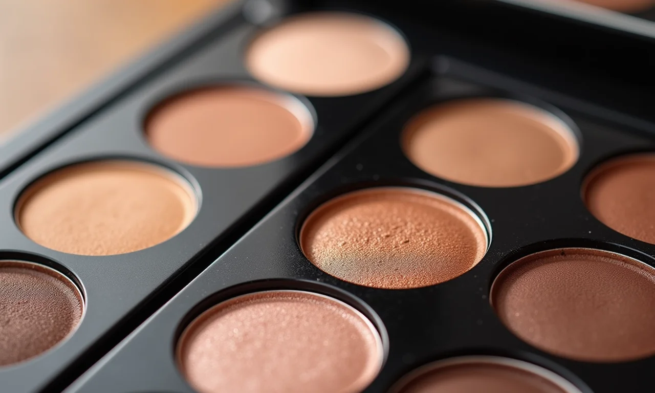 Comparativo entre paletas de sombra marrom opaca e cintilante.