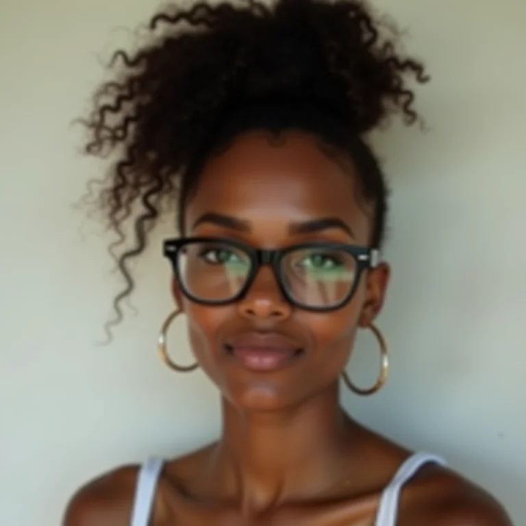 Coque alto despojado para quem usa óculos