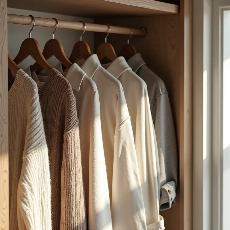 Cores e texturas harmoniosas em closet