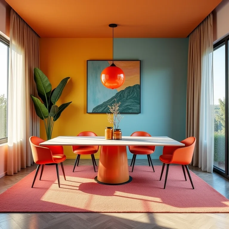 Cores que não harmonizam em sala de jantar.