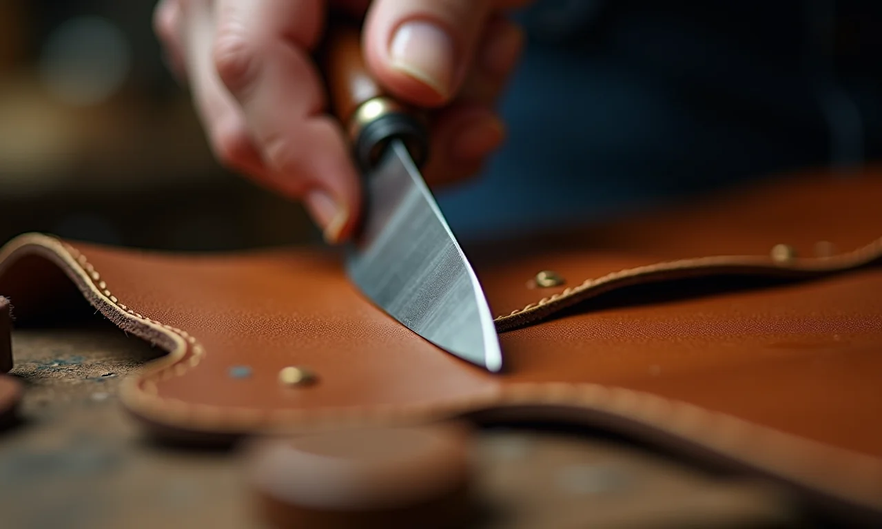 Corte preciso de couro.