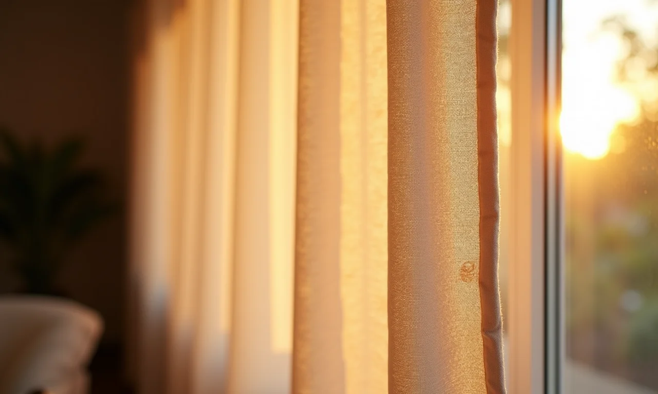 Cortina de tecido com isolamento térmico em casa.