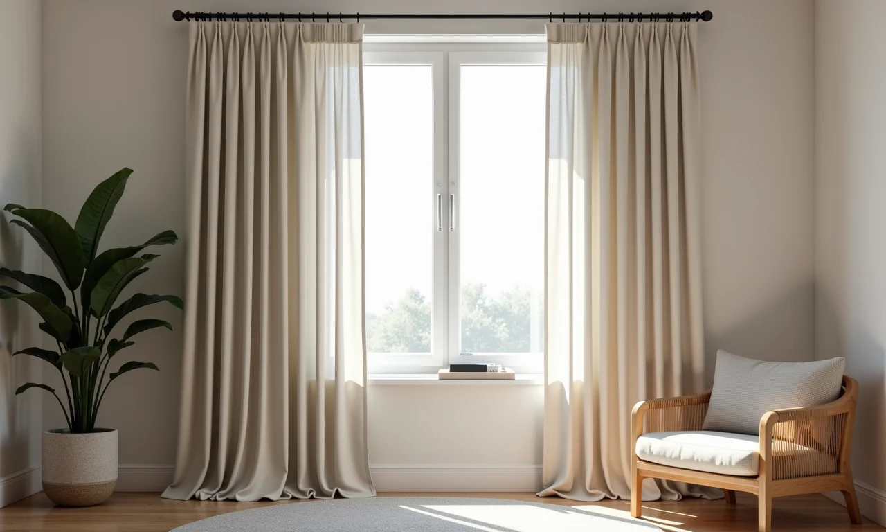 Cortinas de tecido para melhorar a acústica do ambiente.