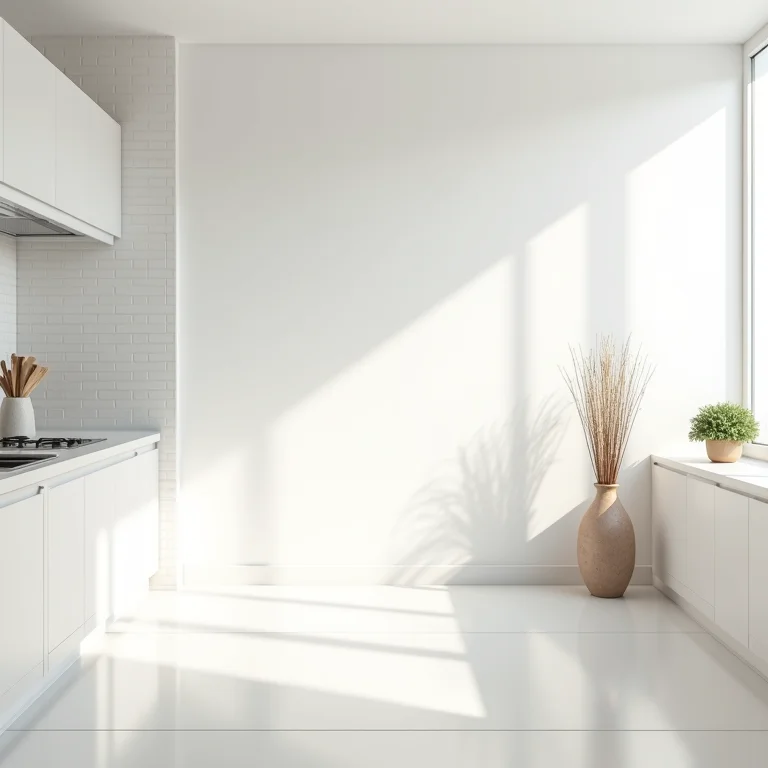 Cozinha clean com ladrilhos brancos