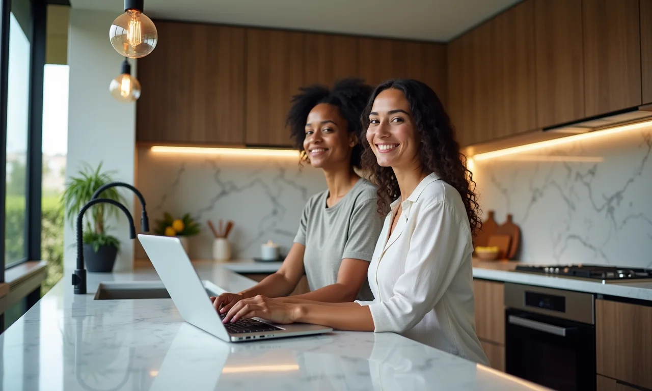 Cozinha contemporânea com bancada de quartzo, evidenciando modernidade e versatilidade.