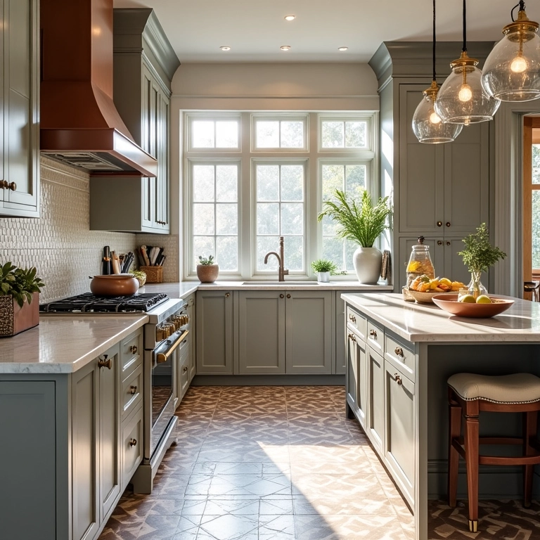 Cozinha elegante com azulejos portugueses, valorizando o imóvel.