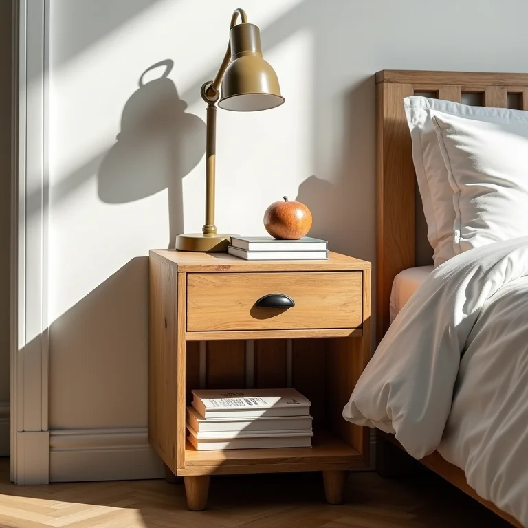 Criado-mudo rústico feito de caixote de feira pintado