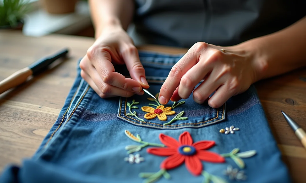 Customização e upcycling de roupas: dando nova vida ao jeans.