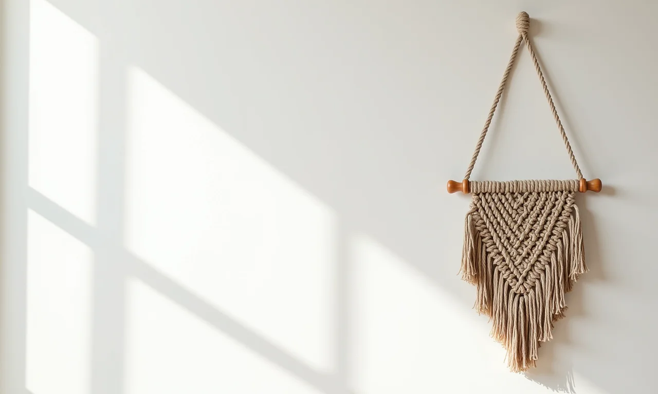 Decoração de parede feita com crochê de fio náutico.