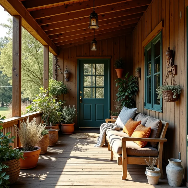 Decoração excessiva em varanda de madeira