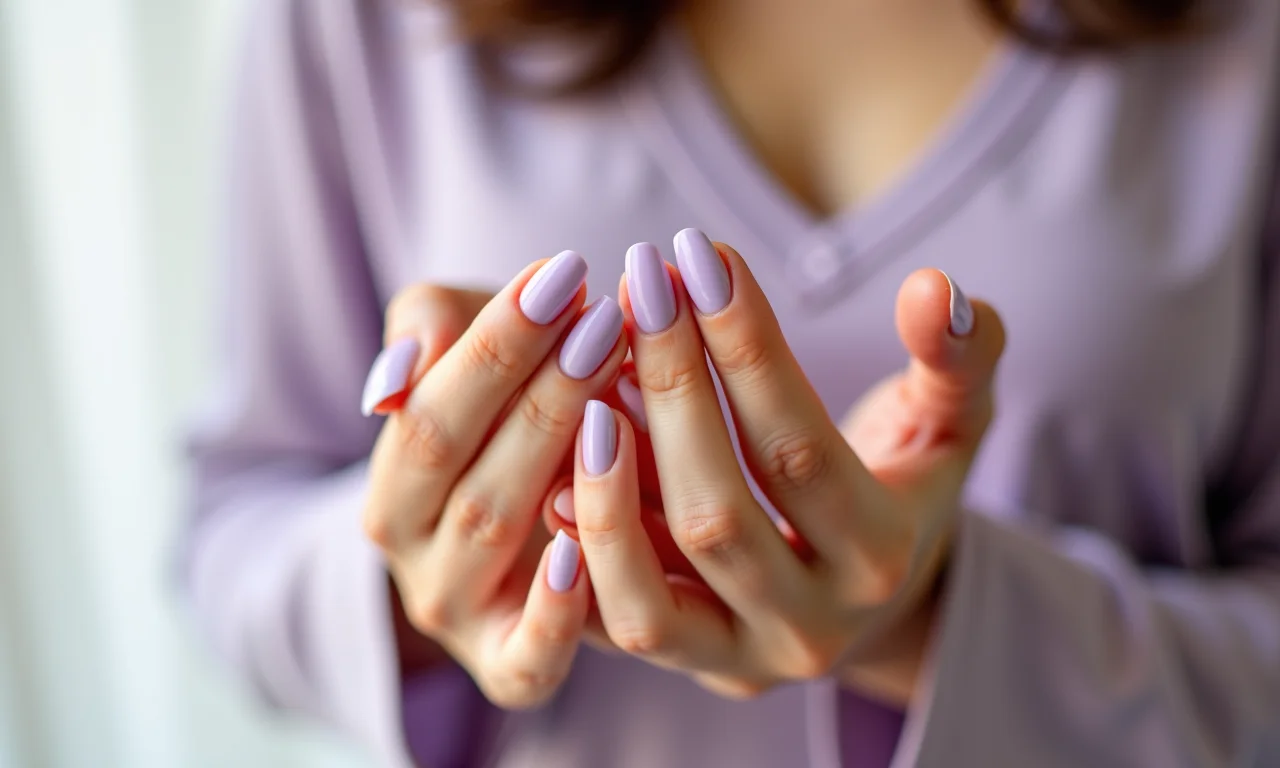 Delicadeza e charme das unhas lilás pastel.