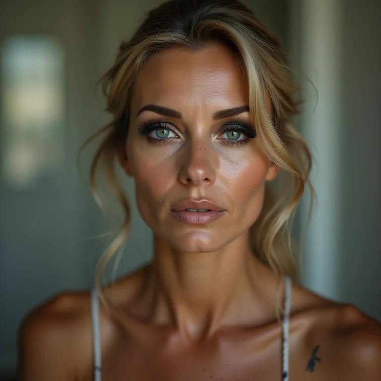 Delineado gráfico carregado em pele madura