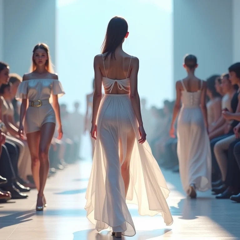 Desfile de moda virtual no metaverso.