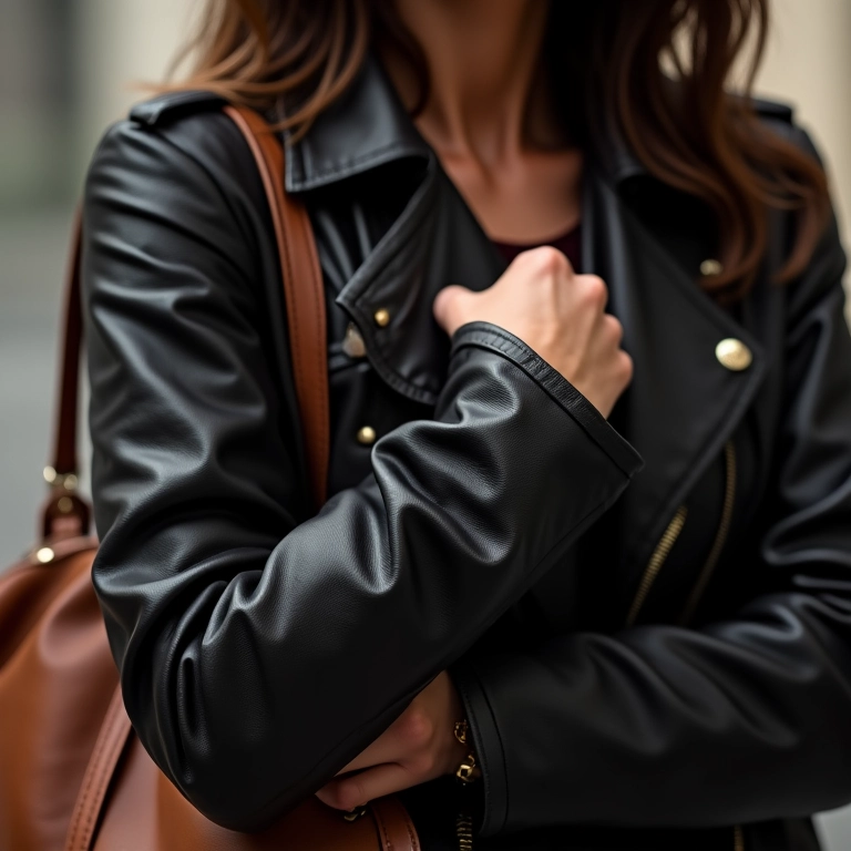 Desgaste por atrito em jaqueta de couro sintético.