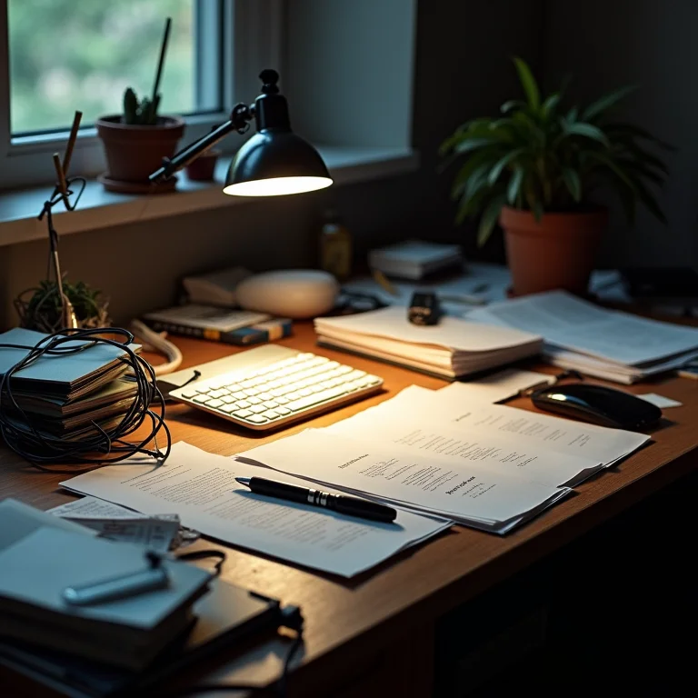 Desorganização em um home office pequeno