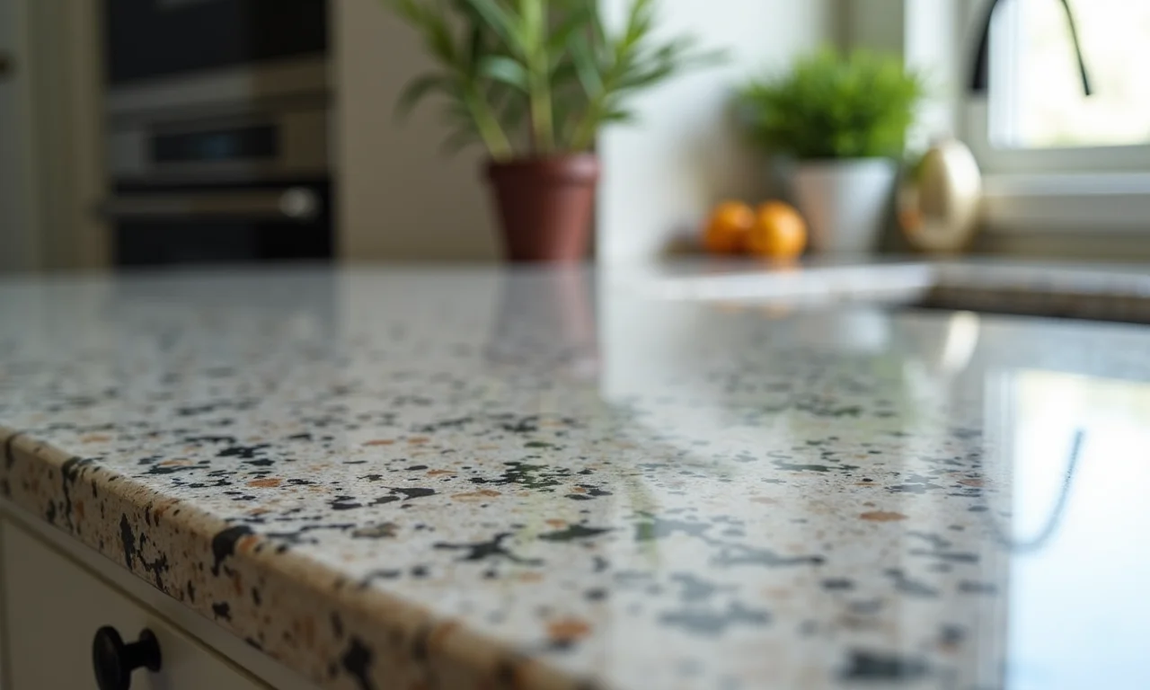 Detalhe da durabilidade de uma bancada de granito.