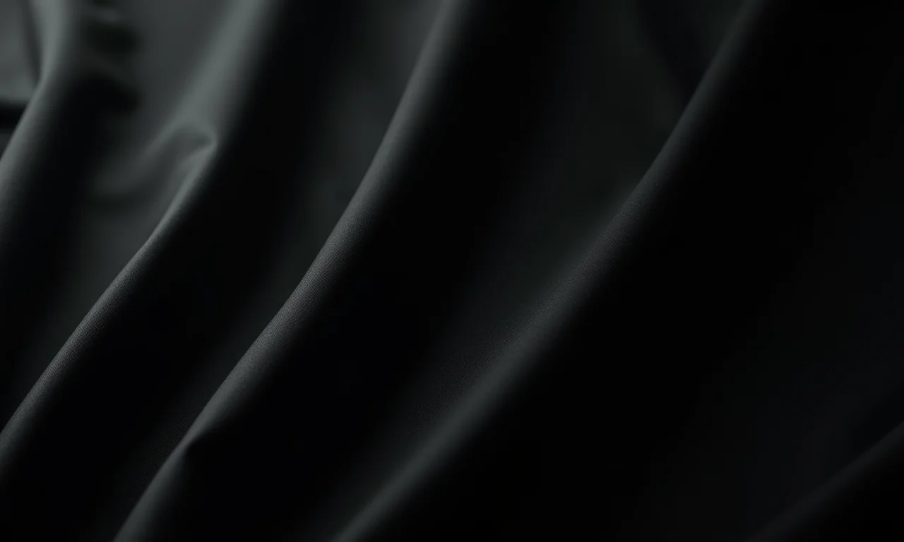 Detalhe da textura de um blazer preto de alta qualidade.