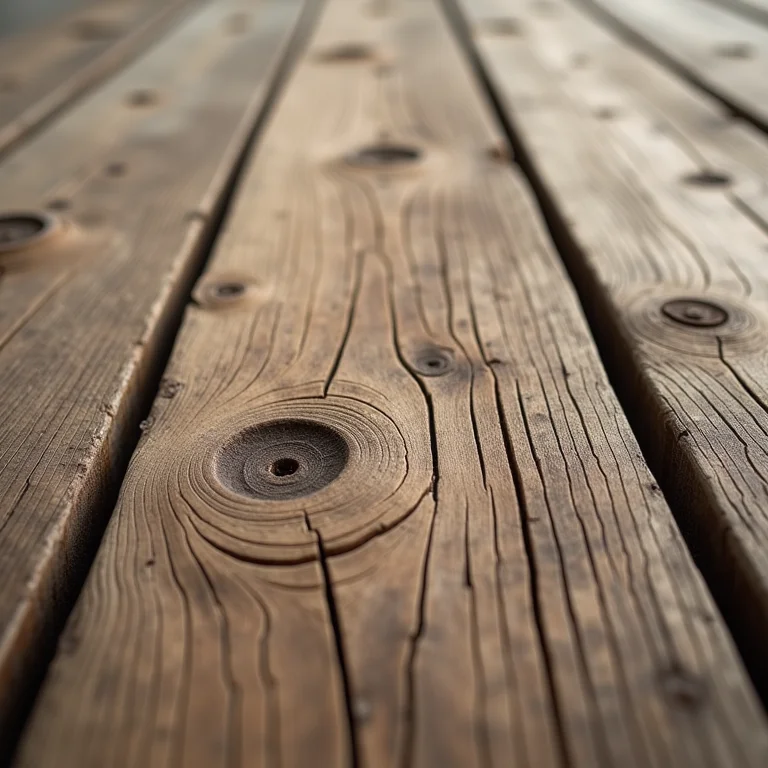 Detalhe de madeira rústica, representando durabilidade e resistência.