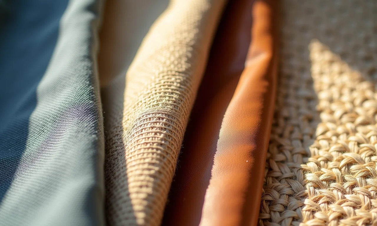 Detalhe de materiais de espadrilles: lona, couro e juta.