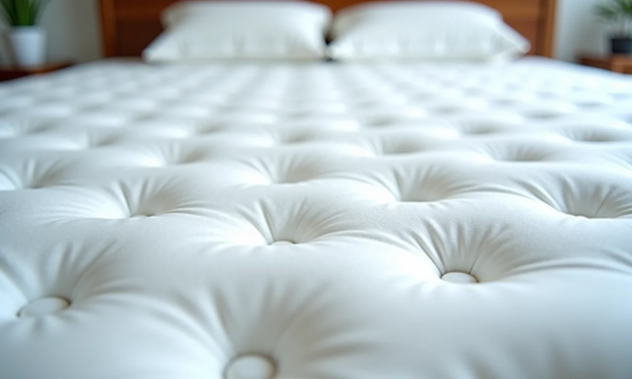 Detalhe de um colchão limpo destacando as vantagens da limpeza a seco.