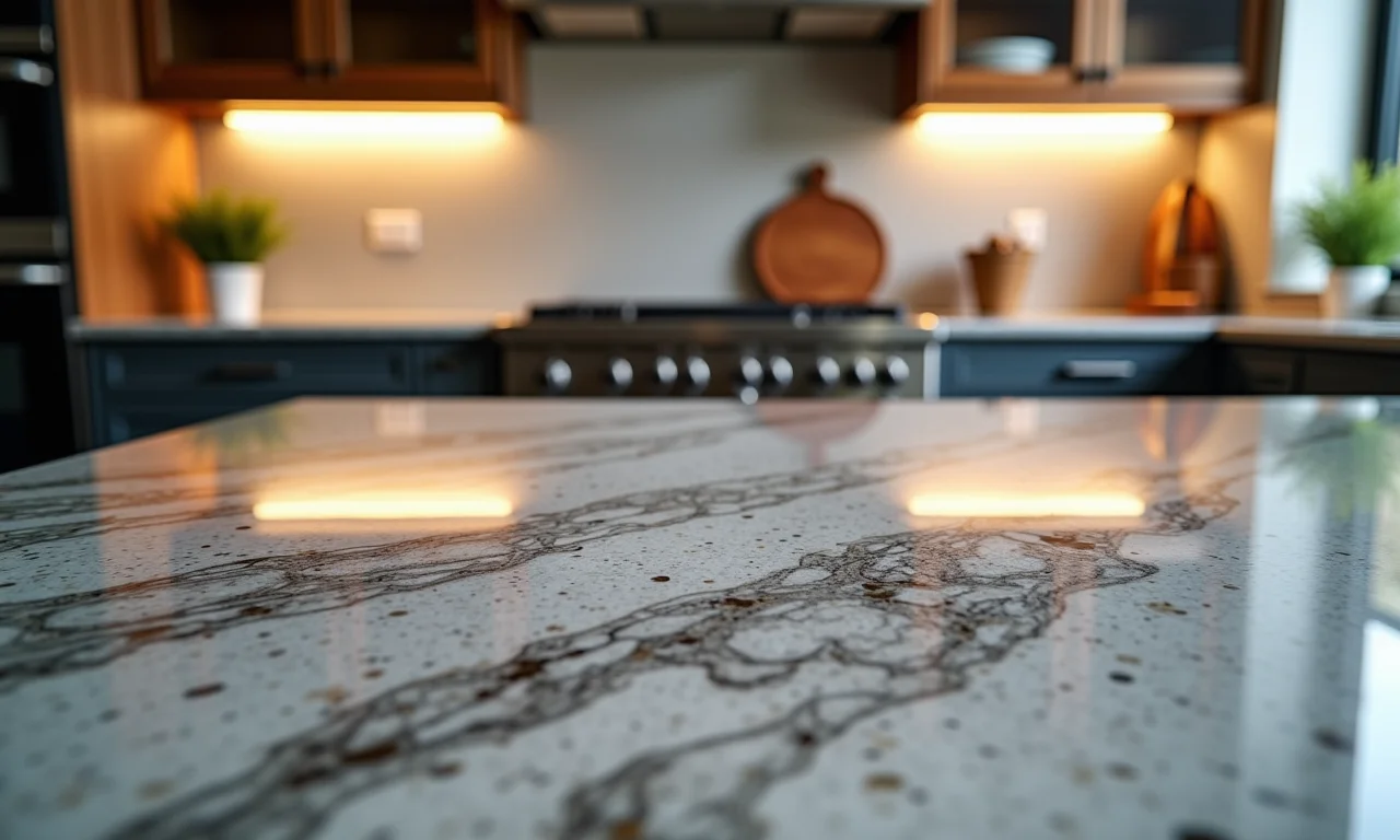 Detalhe do preço elevado de uma bancada de granito.