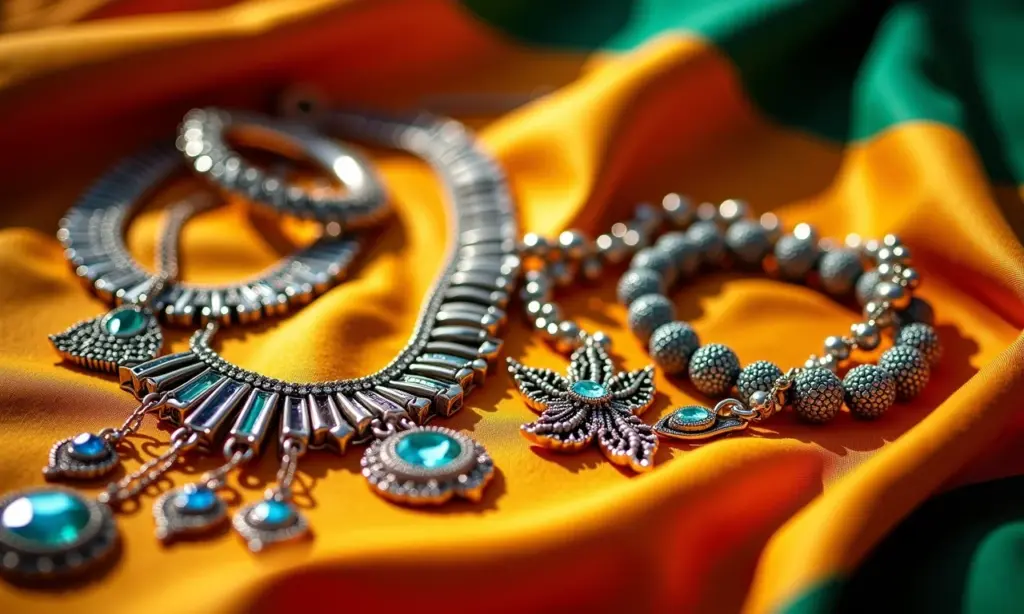 Bijuterias Sempre Brilhantes: Dicas de Como Guardar para Não Escurecer e Durarem Mais Diversas bijuterias brilhantes sob luz natural, destacando colares, pulseiras e brincos.