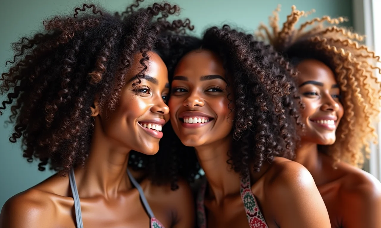 Diversos tipos de cabelo, de crespo a ondulado, todos com aparência saudável.